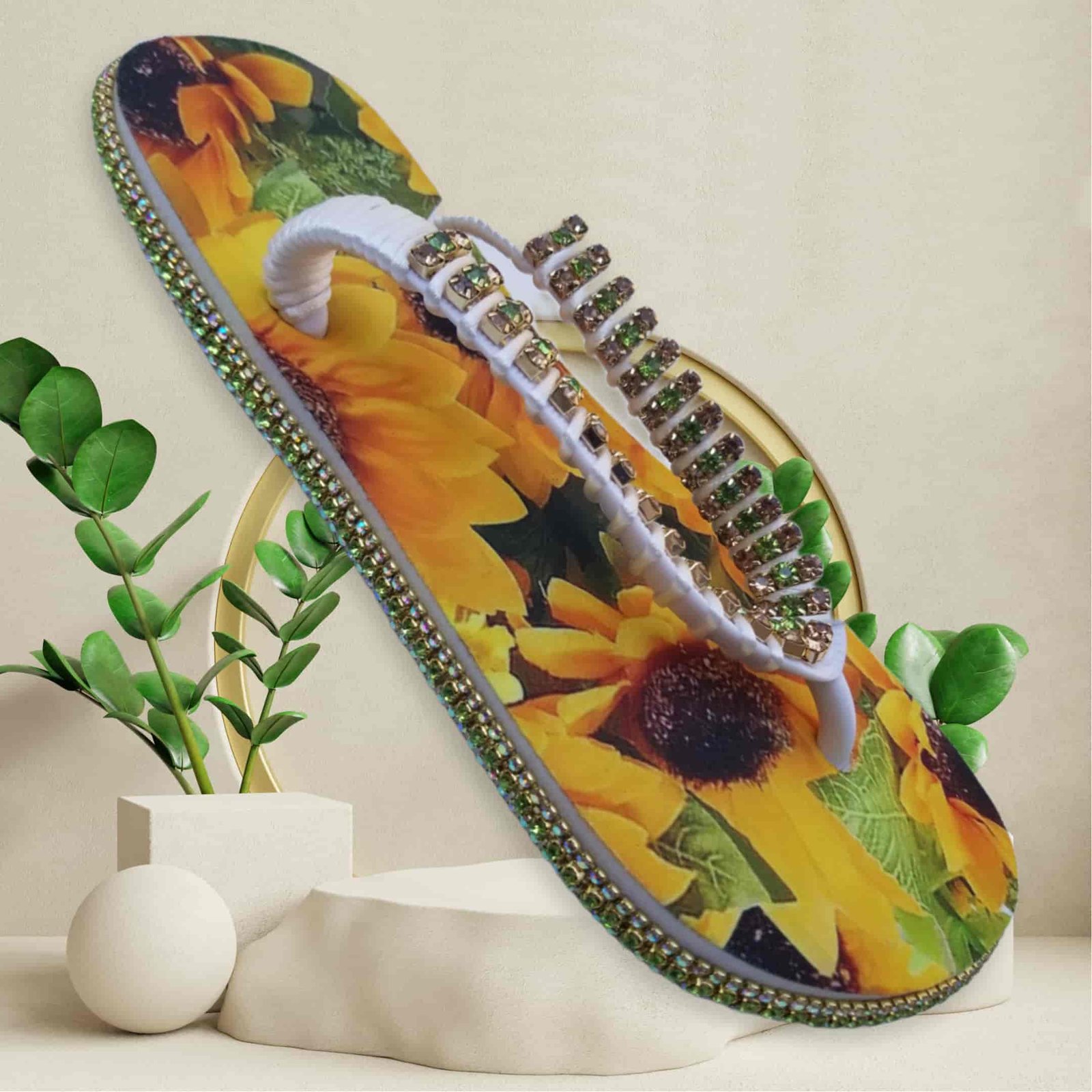 01 LUXURY FLIP FLOPS YELLOW FLOWERS