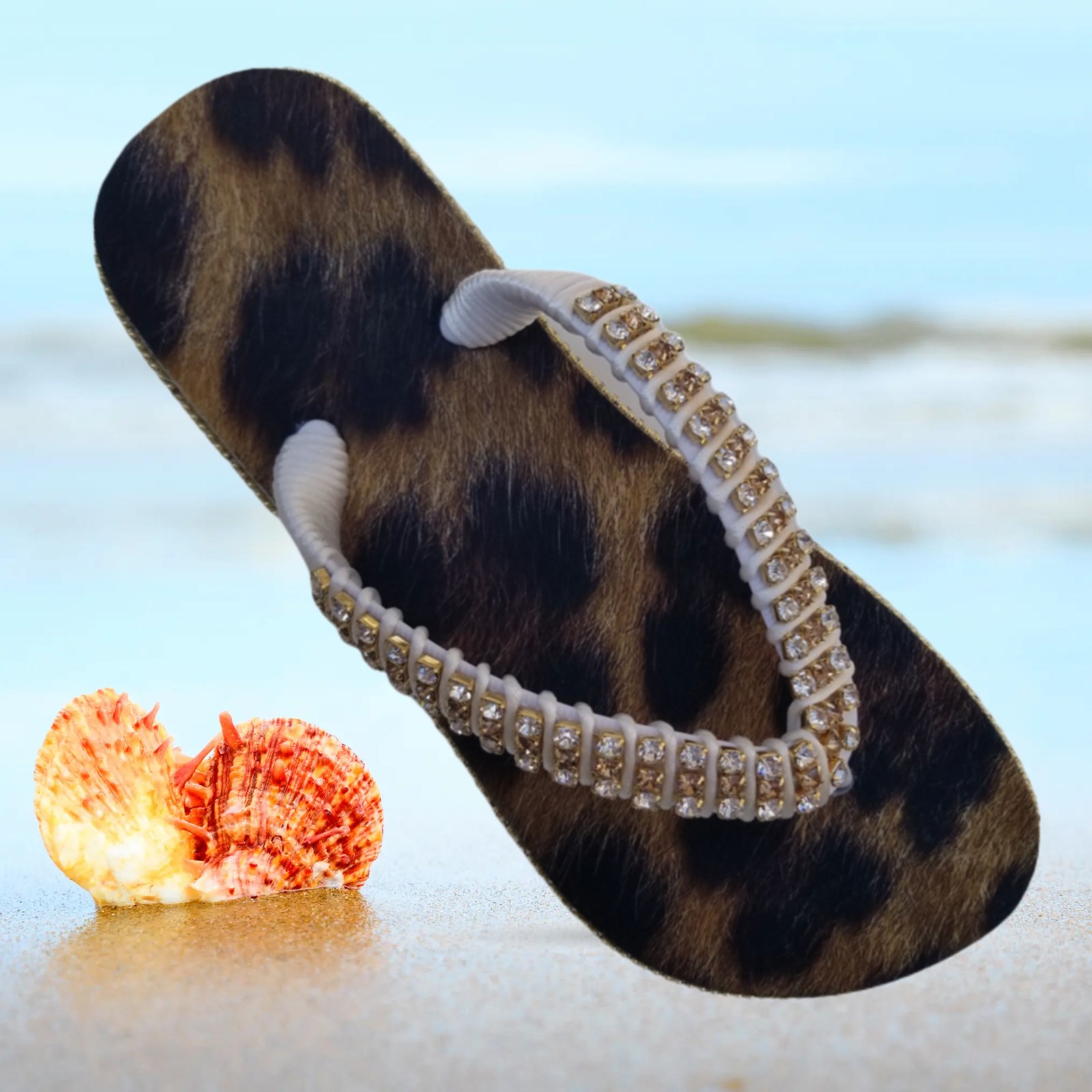 16 Luxury Flip Flops Print Animal Leopard